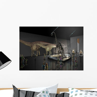 Exhibition Space Featuring Diplodocus Wall Decal Design 1 shown on a wall