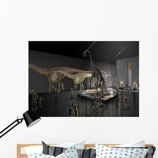 Exhibition Space Featuring Diplodocus Wall Decal Design 1