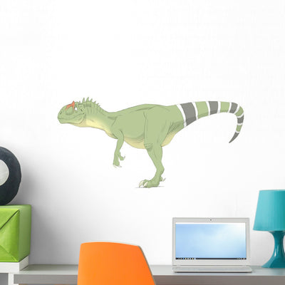 Allosaurus Pencil Drawing with Wall Decal shown on a wall