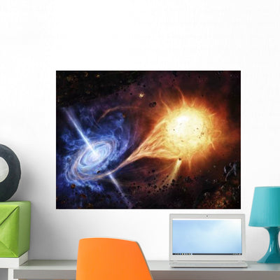 Binary System Orbiting near Wall Decal shown on a wall