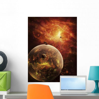 Eye-shaped Nebula and Ring Wall Decal shown on a wall