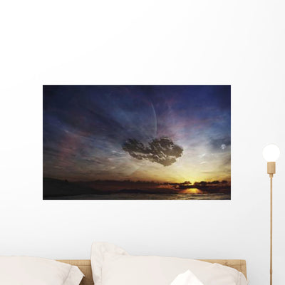 Despairing Man Sits Beach Wall Decal shown on a wall