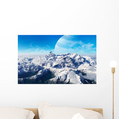 Gas Giant Rises Distance Wall Decal shown on a wall