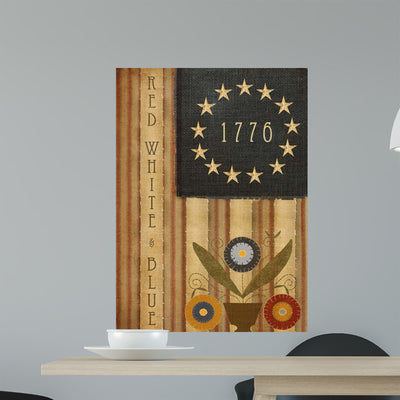 Primitive Americana Wall Mural shown on a wall