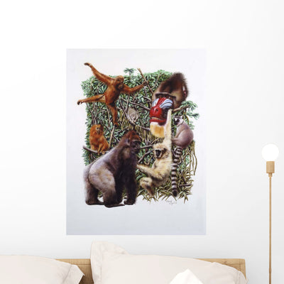 Primates Wall Decal shown on a wall