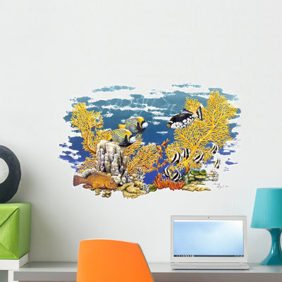 Barrier Reef Wall Decal shown on a wall