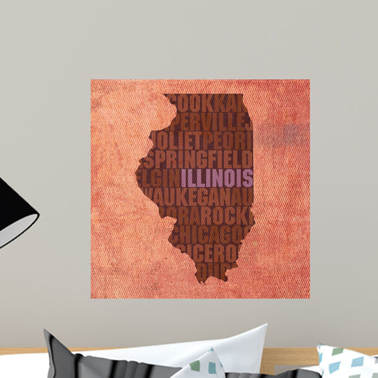 Illinois State Words Wall Mural