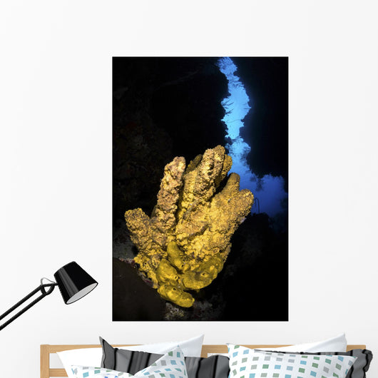 Yellow Sponge Sits Mouth Wall Decal