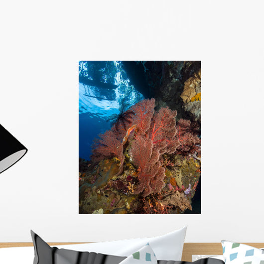 Reef Scene with Sea and Boat Wall Decal