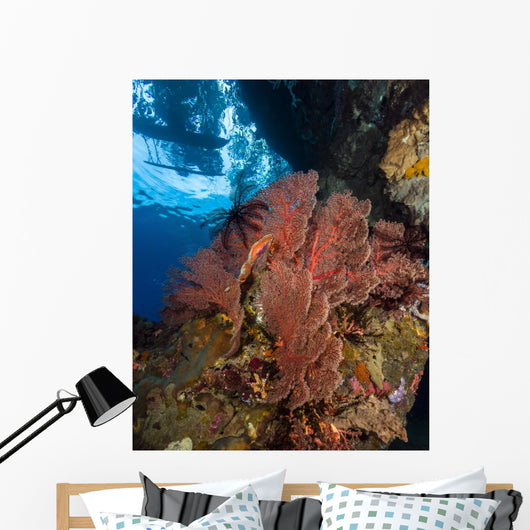 Reef Scene with Sea and Boat Wall Decal