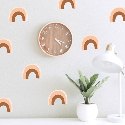 Earthy Terracotta Rainbow Wall Decals for a Warm Boho Nursery