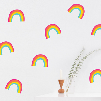 Cheerful Hand-Drawn Rainbows Removable Nursery Wall Sticker Set