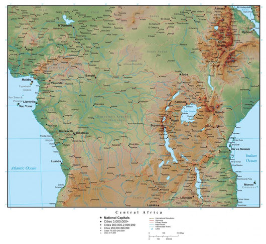 Geographic Map Central Africa Wall Decal