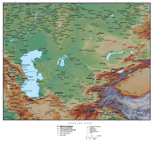 Map Central Asia Wall Decal