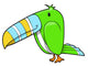Cartoon Green Baby Toucan Wall Decal