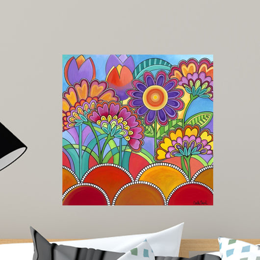 Square Flowers Wall Mural