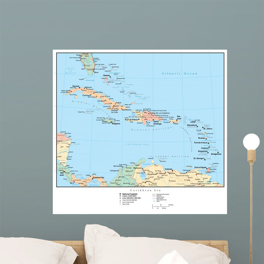 Political Map Caribbean America Wall Decal