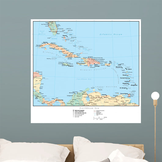 Political Map Caribbean America Wall Decal