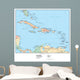 Political Map Caribbean America Wall Decal