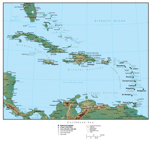 Map Caribbean Wall Decal