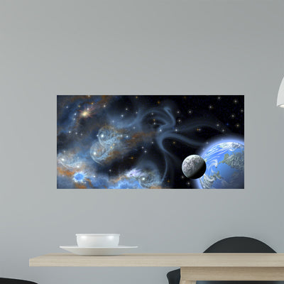 Earth-like Planet and Its Wall Decal shown on a wall