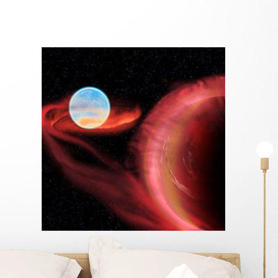Binary Star System Wall Decal shown on a wall