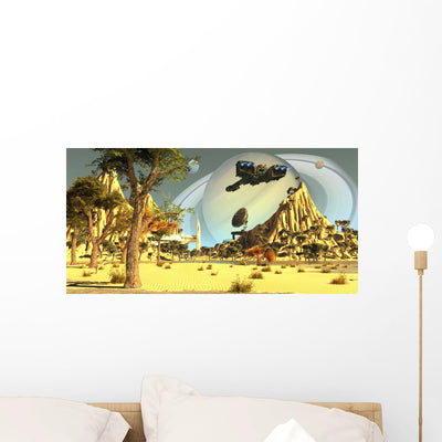 Earth Colonists Set up Wall Decal shown on a wall
