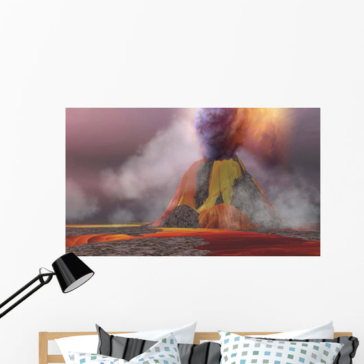 Molten Magma Flows from Wall Decal