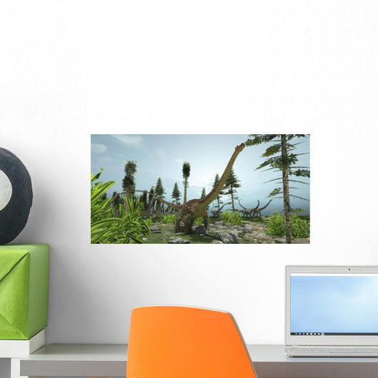 Herd Diplodocus Dinosaurs Graze Wall Decal