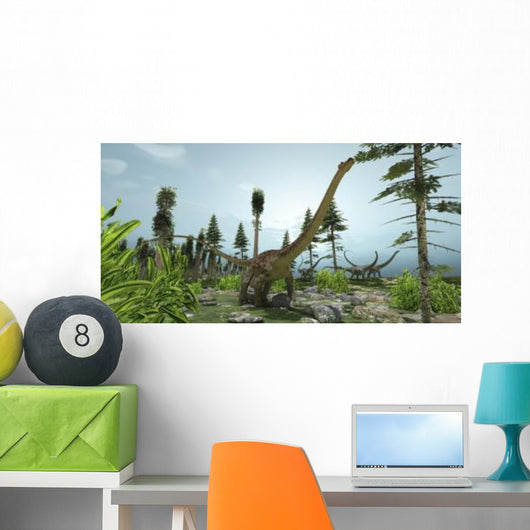 Herd Diplodocus Dinosaurs Graze Wall Decal