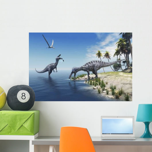 Suchomimus Dinosaurs Feed Fish Wall Decal
