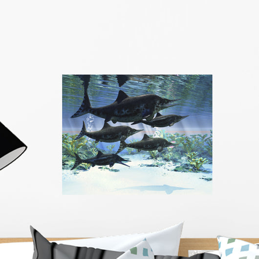 Group Ichthyosaurs Swimming Prehistoric Wall Decal