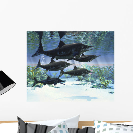 Group Ichthyosaurs Swimming Prehistoric Wall Decal