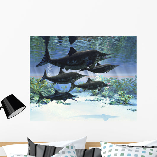 Group Ichthyosaurs Swimming Prehistoric Wall Decal