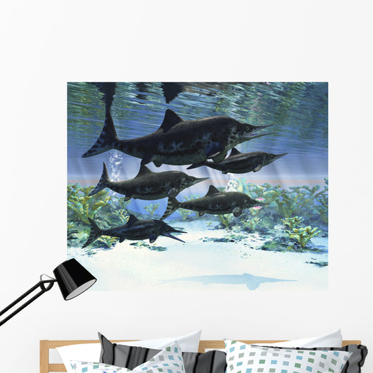 Group Ichthyosaurs Swimming Prehistoric Wall Decal