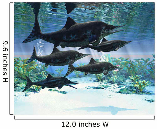 Group Ichthyosaurs Swimming Prehistoric Wall Decal
