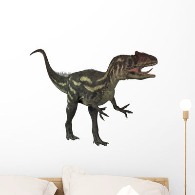 Allosaurus Prehistoric Era Dinosaur Wall Decal Design 1 shown on a wall