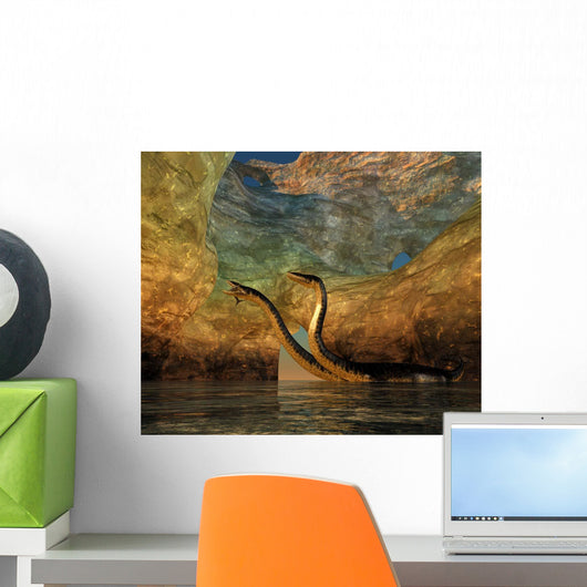 Plesiosaurus Captures Eurhinosaurus Marine Wall Decal