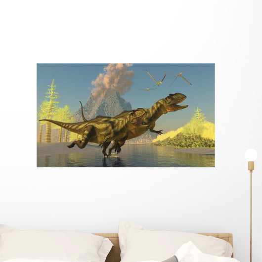Yangchuanosaurus Dinosaurs Running across Wall Decal