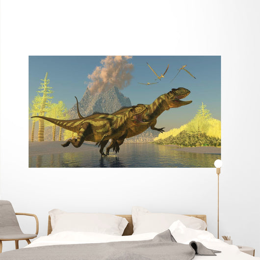 Yangchuanosaurus Dinosaurs Running across Wall Decal