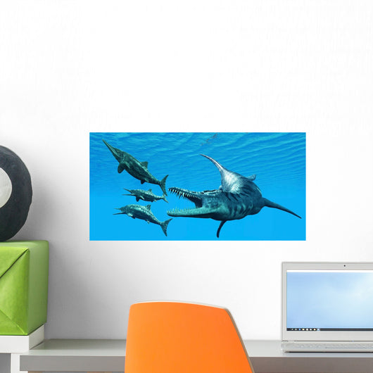 Liopleurodon Reptile Hunting Ichthyosaurus Wall Decal