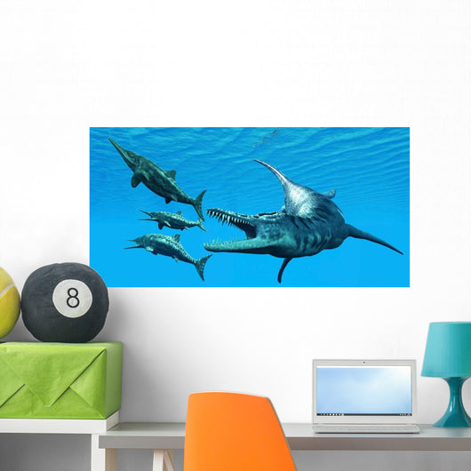 Liopleurodon Reptile Hunting Ichthyosaurus Wall Decal
