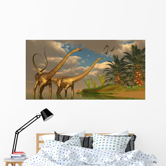 Diplodocus Dinosaurs Mating Ritual Wall Decal