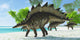 Stegosaurus Dinosaurs Drinking from Wall Decal