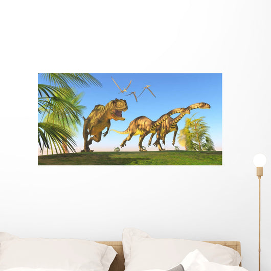 Yangchuanosaurus Chasing Two Massospondylus Wall Decal