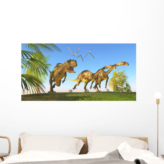 Yangchuanosaurus Chasing Two Massospondylus Wall Decal