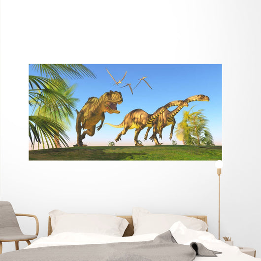 Yangchuanosaurus Chasing Two Massospondylus Wall Decal
