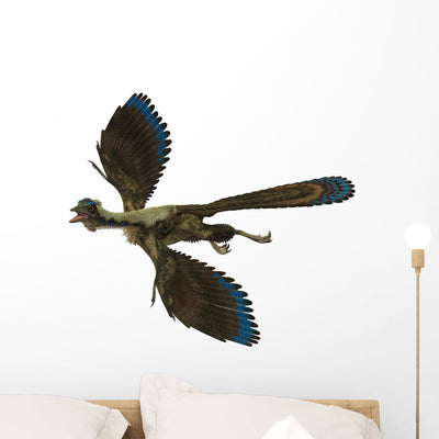 Archaeopteryx Prehistoric Bird Wall Decal Design 2 shown on a wall