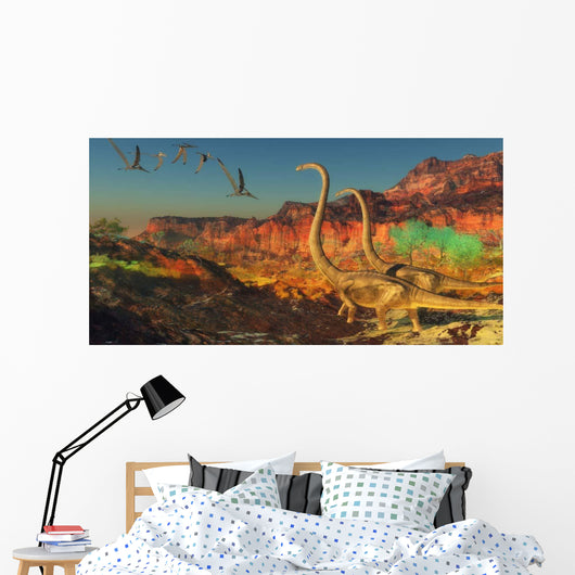 Flock Pterosaurs Fly past Wall Decal