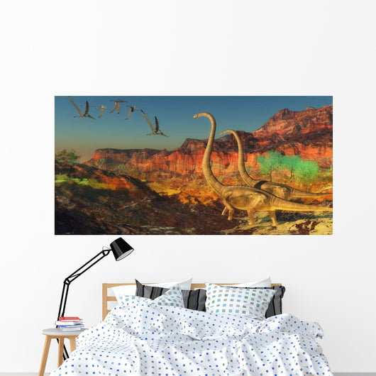 Flock Pterosaurs Fly past Wall Decal